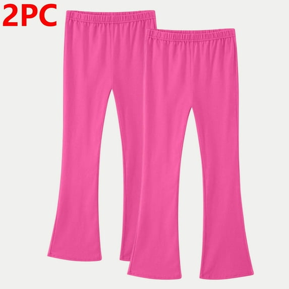 Leggings for Girls New 2PCS Girls Cotton Flare Leggings Mid Rise Kids Stretchy Yoga Pants Children Full Length Trousers Pinks 7 Years
