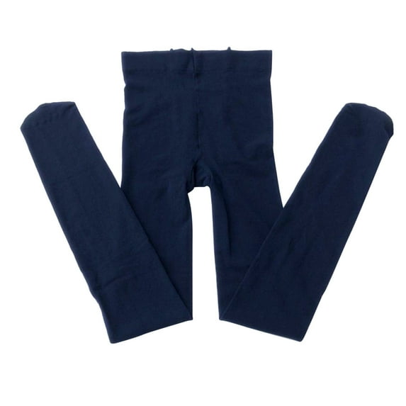 Leggings for Girls Toddler Pantyhose Cotton Knit Thermal-Lined Kids Pants Soild Color Child Stocking(L 4-6 Years,Navy)