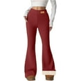thumbnail image 1 of Leggings for Women 2025 Winter Warm Fleece Lined Bootcut Flare Pants High Waisted Comfort Thermal Thick Clothes Wine XL, 1 of 6