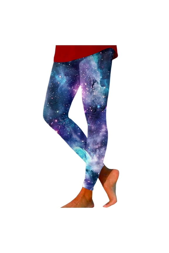 Leggings for Women 2026 Spring Summer High Waist Lounge No Front Seam Galaxy Cycling Women's Pants Blue