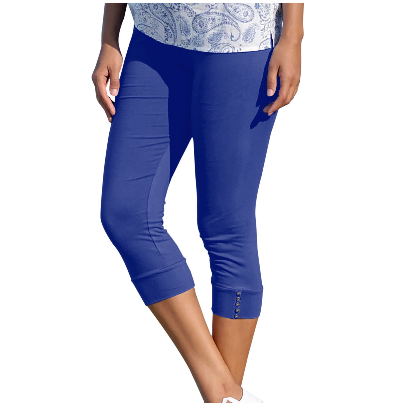 Leggings for Women 3 4 High Waisted Soft Athletic Legging Shorts Workout Tights Three Quarter Length Trousers Yoga Sports Gym Capri Pants Walmart