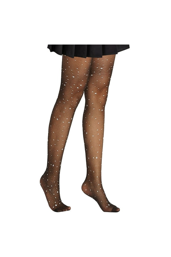 Leggings for Women Black Fashion Jacquard Star Pattern Ultra Thin Ultra Transparent Pantyhose Black Stockings Tights A