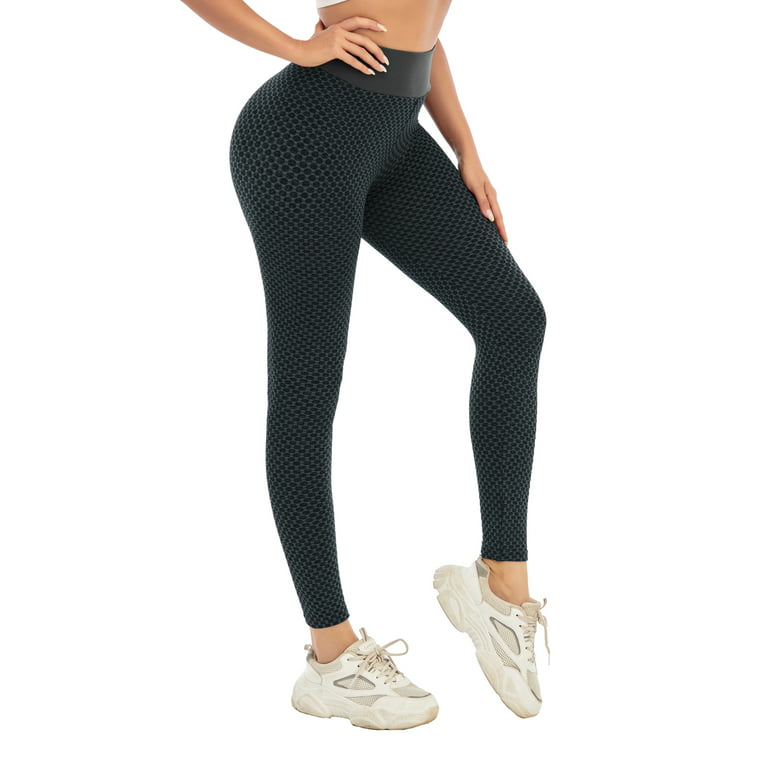 Womens Booty Shaping Leggings Yoga Pants Honey Comb Elastic Size Small Gray
