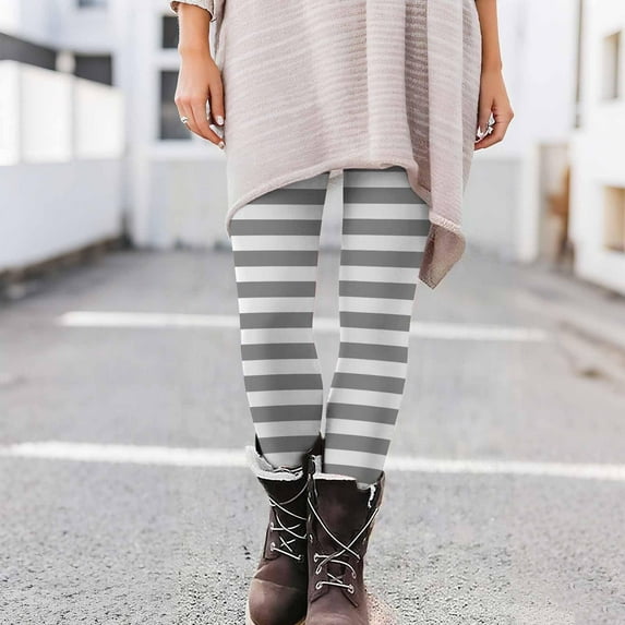 Leggings for Women Casual Fashion Stripes Fitness Stretch High Waist Workout Gym Yoga Pants