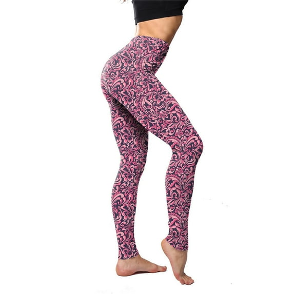 Leggings for Women Dqueduo Women's Classic Retro Color Floral Graffiti Print Leggings Workout Leggings for Women