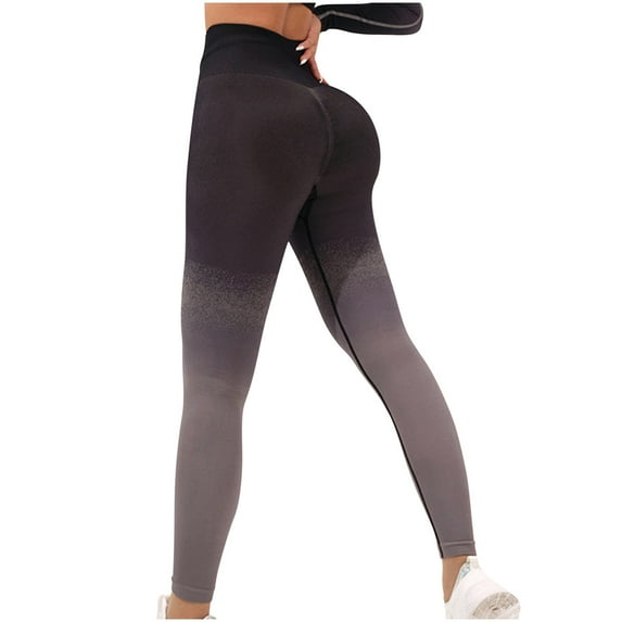 Leggings for Women Gradient Color Workout High Waist Hip Lifting Seamless Yoga Pants Running Gym Leggings (M, Black)