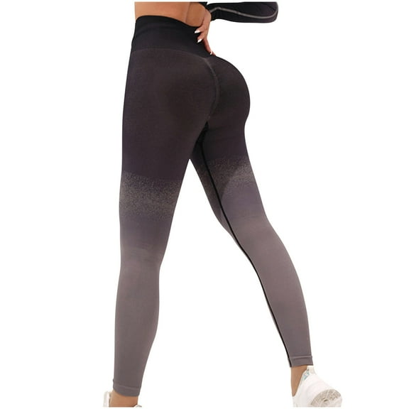 Leggings for Women Gradient Color Workout High Waist Hip Lifting Seamless Yoga Pants Running Gym Leggings (S, Black)