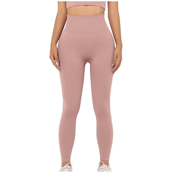Leggings for Women High Waist Hip Lifting Buttery Soft Workout Yoga Pants Solid Color Running Fitness Leggings (S, Pink)