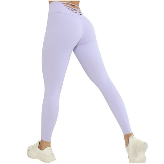 Leggings for Women High Waist and Butt Lifting Strethcy Yoga Pants Casual Comfortable Solid Color Leggings (M, Purple)