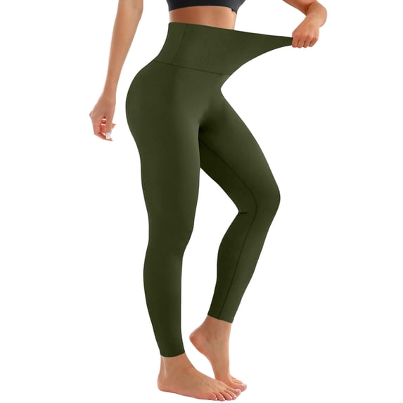 Leggings for Women - High Waisted Full Length Buttery Soft Yoga Pants for Workout Athletic Daily 07-Green M