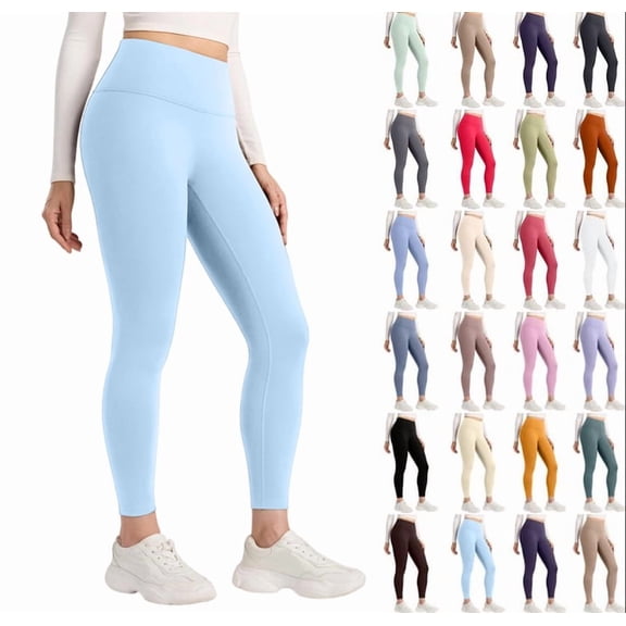 Leggings for Women, High Waisted Leggings Buttery Soft Non See Through Workout Yoga Pants,Light Blue XXL