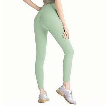 Leggings for Women High Waisted Yoga Pants 7/8 Length Workout Pants Soft Leggings for Women Stretchy Tights Mint Green S