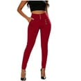 thumbnail image 1 of Leggings for Women Lightweight Casual High Waisted Tummy Control Gym Yoga Pants Summer Trousers Wine L, 1 of 8