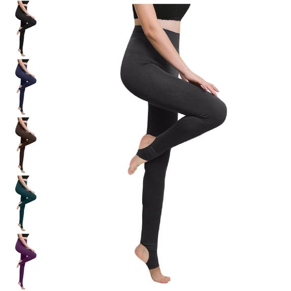 Leggings for Women Lightweight Soft Stretch High Waisted Yoga Pants Winter Warm Fleece Lined Stirrup Leggings Gray XXL