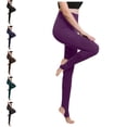 thumbnail image 1 of Leggings for Women Lightweight Soft Stretch High Waisted Yoga Pants Winter Warm Fleece Lined Stirrup Leggings Purple M, 1 of 7