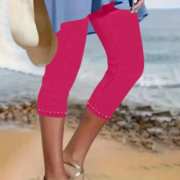 Leggings for Women Plus Size: High Waisted Yoga Cropped Trousers, Pink S-3XL