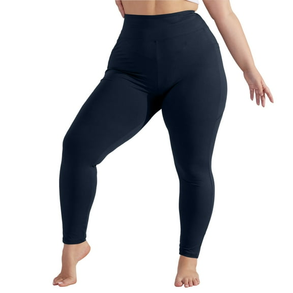 Leggings for Women Plus Size Tummy Control High Waisted Skinny Compression Yoga Pants Butt Lifting 7/8 Length Sports Leggings with Pockets Navy 5XL