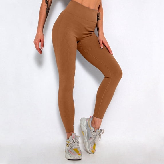 Leggings for Women Ribbed Fitness Seamless High Waist Tights Suitable Gym Running Soft Stretchy Yoga Pants