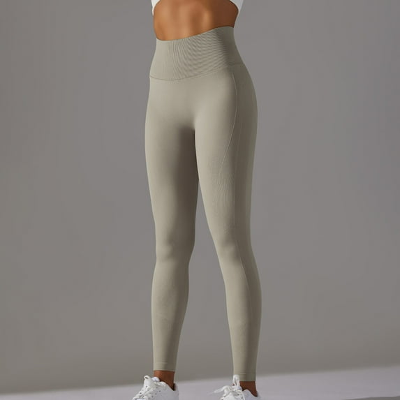 Leggings for Women Seamless Knit Lycra Solid Color High Waisted Tummy Lift Hip Yoga Pants Exercise Running Fitness