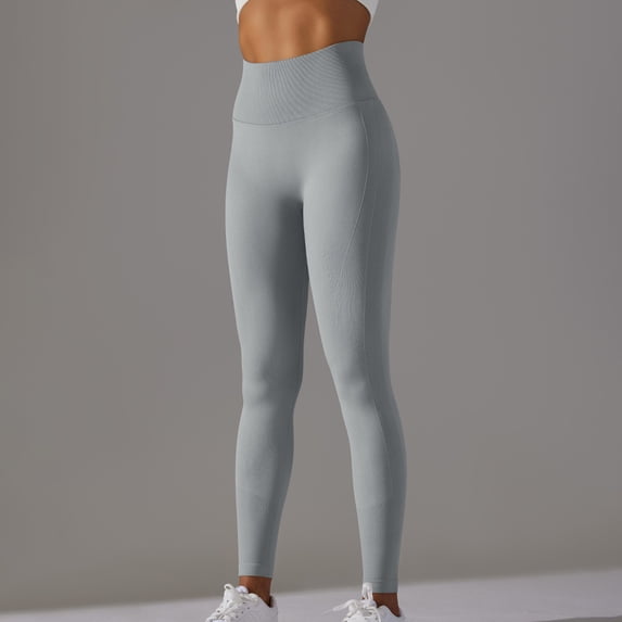 Leggings for Women Seamless Knit Lycra Solid Color High Waisted Tummy Lift Hip Yoga Pants Exercise Running Fitness