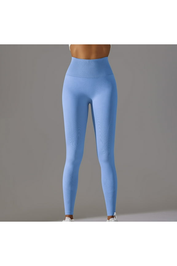 Leggings for Women Seamless Knit Lycra Solid Color High Waisted Tummy Lift Hip Yoga Pants Exercise Running Fitness