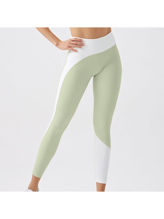 Leggings for Women Stretch High Waist Seamless Yoga Pants Elastic Color Block Comfort Running Workout Booty Lifting Leggings