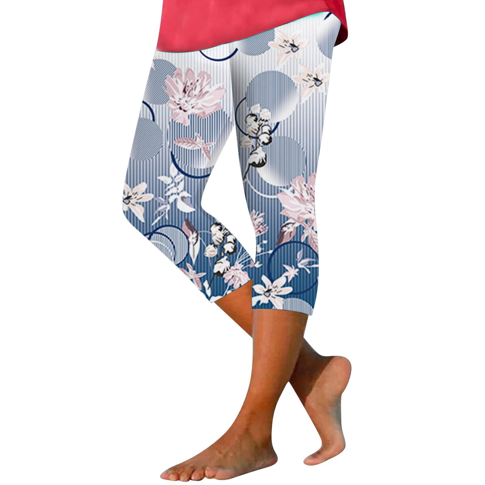 Leggings for Women Summer Casual Sports Tight Cropped Yoga Pants White