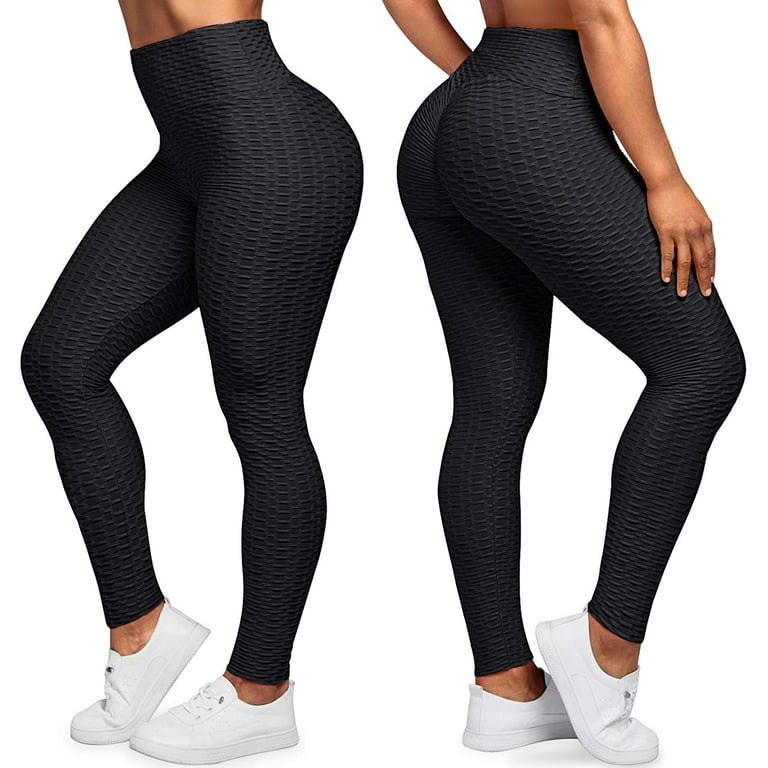 Leggings for Women Textured Scrunch Butt Lift Yoga Pants Slimming Workout  High Waisted Anti Cellulite Tights