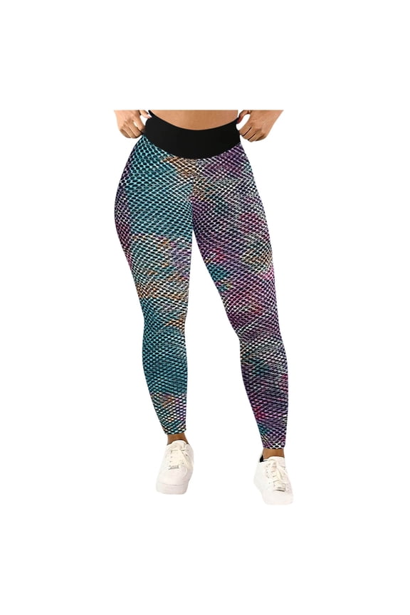 Leggings for Women Tummy Control Lifting Ruched Stretchy Workout Waist High Yoga Pants,Multicolor,L