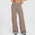 thumbnail image 1 of Leggings for Women Tummy Control High Waisted Wide Leg Yoga Pants Stretchy Workout Leggings No Front Seam Sweat Pants Beige XL, 1 of 5