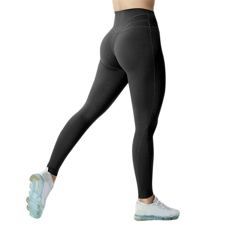Leggings for Women Tummy Control Sweatpants Solid Black Xl