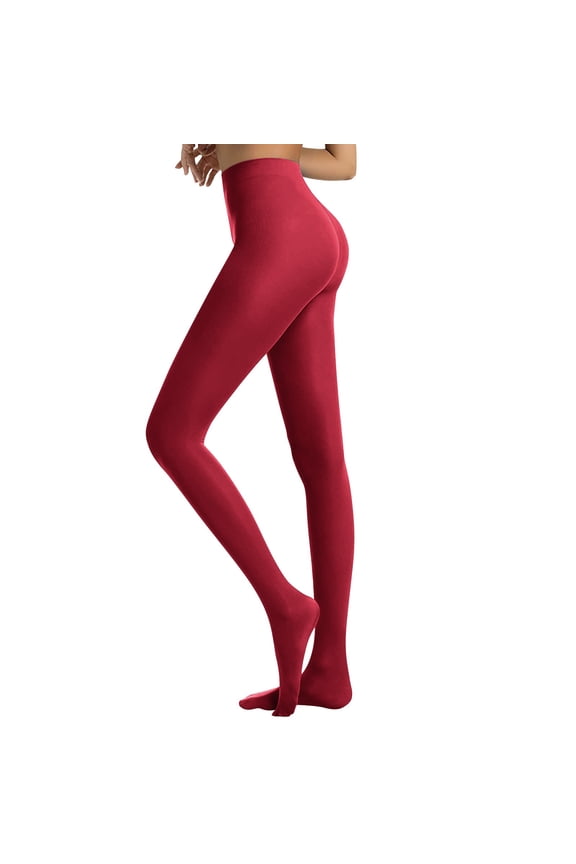 Leggings for Women Wine Red Semi Opaque Girls Leggings Solid Footed Pantyhose Tights Tights L