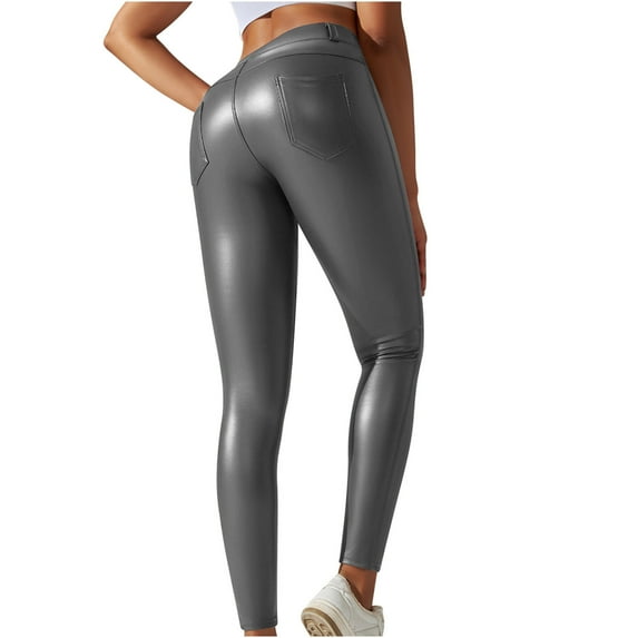 Leggings for Women Women's Leggings Plus Size Color Bottom Small Feet Sports High Waist Thin Leather Pants