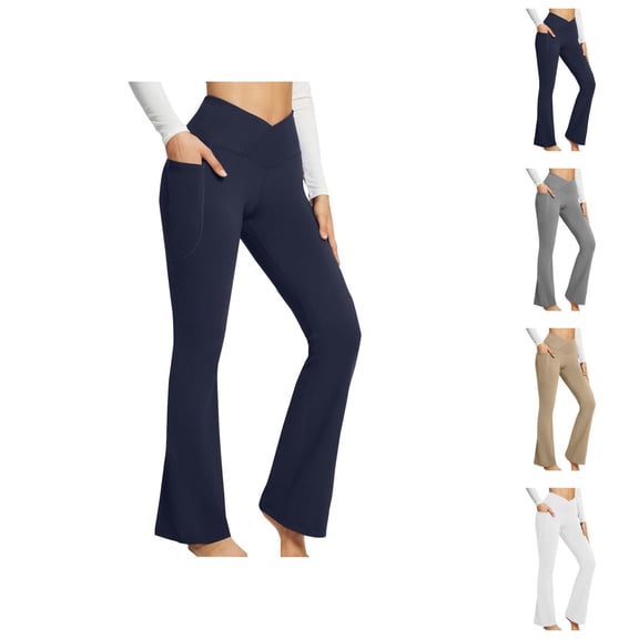 Leggings for Women Women's Pants European Style Flared Leggings Fitness Wide Leg Bootcut Yoga Trousers