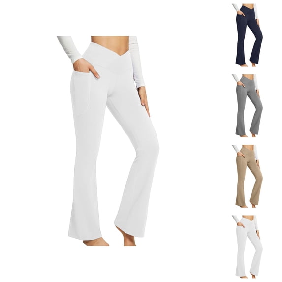 Leggings for Women Women's Pants European Style Flared Leggings Fitness Wide Leg Bootcut Yoga Trousers