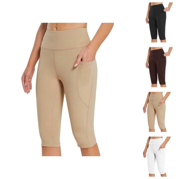 Yoga Capris with Pockets High Waist Tummy Control Training Pants Abdomen Compression Running Cropped Tights for Women Fitness