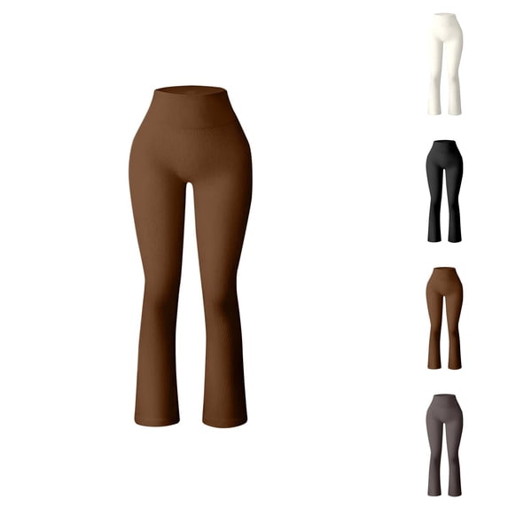 Leggings for Women Women's Yoga Pants Ribbed Seamless High Waist Flared Leggings for Workout and Style
