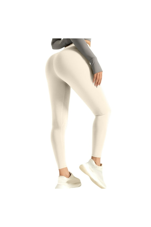 Leggings for Women Workout High Waist and Butt Lifting Yoga Pants Soft Comfortable Fitness Running Leggings (M, White)