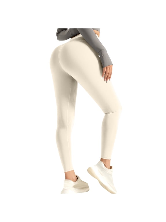 Leggings for Women Workout High Waist and Butt Lifting Yoga Pants Soft Comfortable Fitness Running Leggings (S, White)