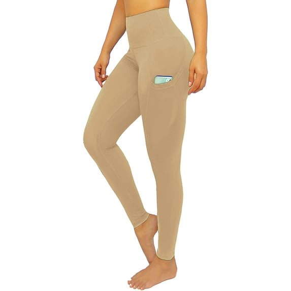 Leggings with Pockets Leggings for Women with Pockets, High Waisted, Extra Soft Warm Sand M - L