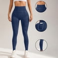thumbnail image 1 of Leggings with Pockets Women's High Waisted Seamless Yoga Leggings with Pockets, Butt Lifting Stretchy Workout Gym Pants Active Wear Blue M, 1 of 5