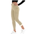 thumbnail image 1 of Leggings with Pockets for Women High Waisted Fleece-Lined Yoga Dress Pants for Fall and Winter Beige S, 1 of 4