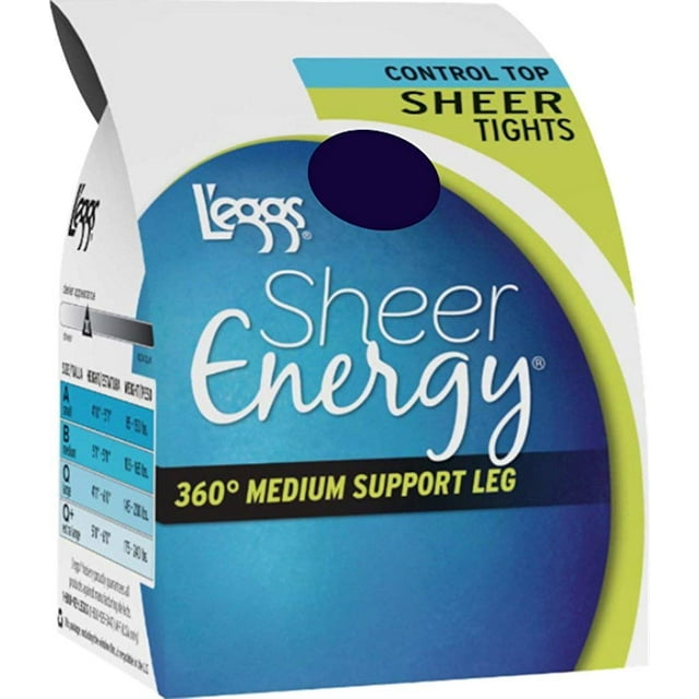 Leggs Sheer Energy Control Top Sheer Tights, Q, Navy