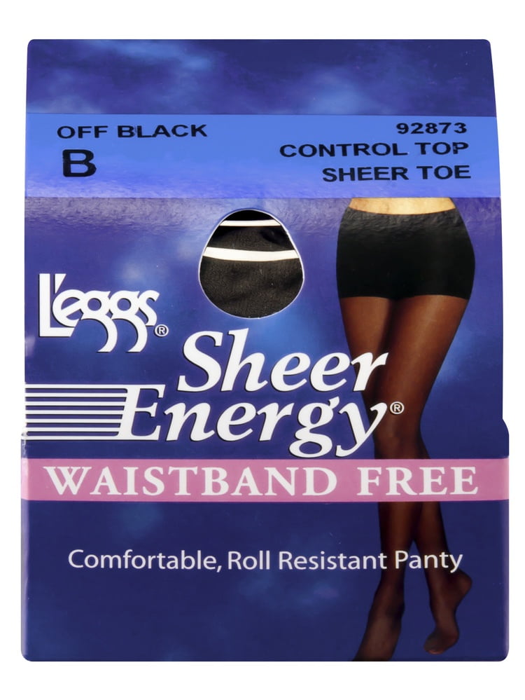 Leggs Sheer Energy Medium Support Off Black Control Top Pantyhose