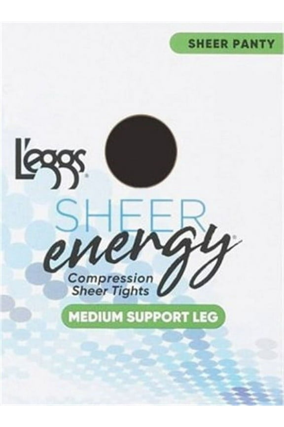 L’eggs Womens Sheer Energy Compression Sheer Tights, A, Jet Black, Medium Support Leg