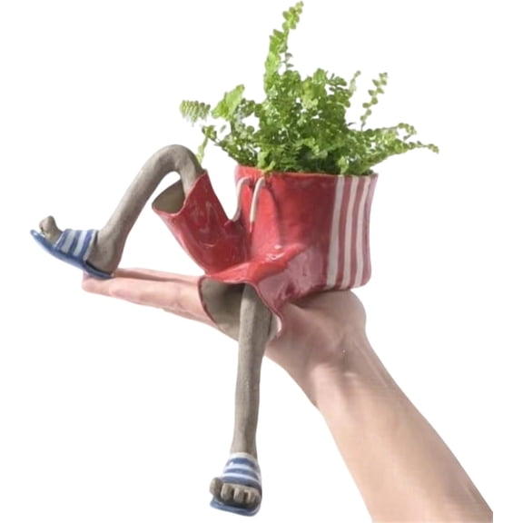 Leggy Planter,Creative Sitting Human-Leg Planter for Succulent Lovers,H# | Durable,Easy-Clean,Hidden Drain,Fits Succulents/herbs,Playful for Desks/Patios