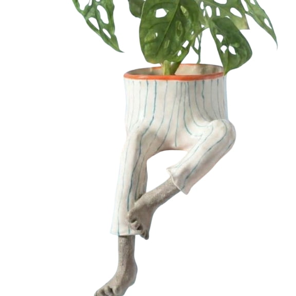 Leggy Planter, Funny Planter Set with Legs, Creative Sitting Human Shaped Resin Planter，Blue Jeans(A)