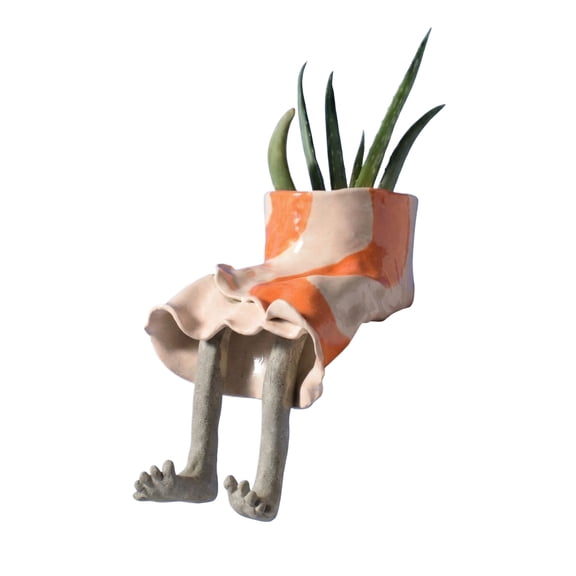 Leggy Planter, Funny Planter Set with Legs, Creative Sitting Human Shaped Resin Planter，Blue Jeans(D)