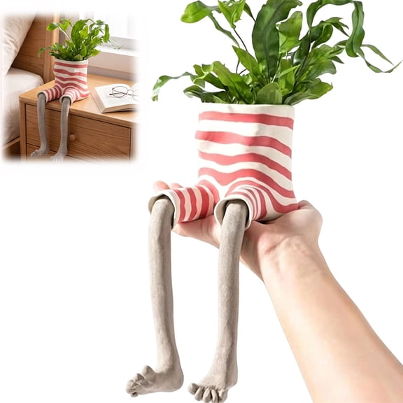 Leggy Planter Leggy Pot, Funny Seated Human-Shaped Resin Planter with Legs for Succulents, Creative Home Office Decor Gift (D)