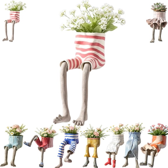 Leggy Pot Planter, Decorative Small Funny Pot for Succulents and Live Plants, Indoor Outdoor Home and Garden Decor, 2.76 in,C